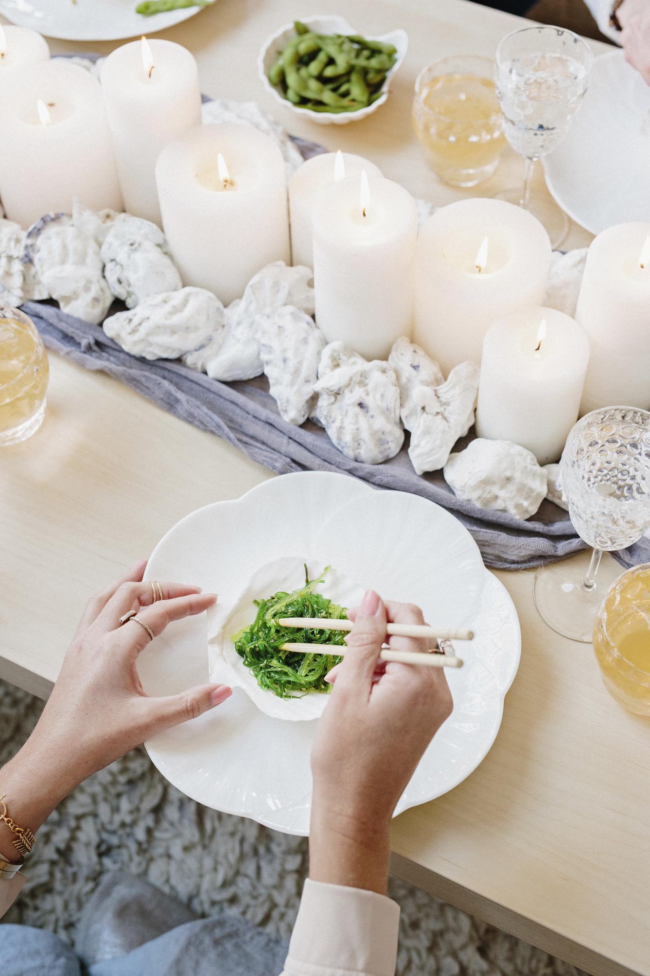 Table setting for tasting event with candles
